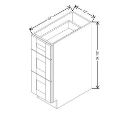 Modernform Cabinet White Shaker 12" W X 34 1/2" H X 24" D  3 Drawer Base Cabinet