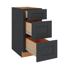 Modernform Cabinet Onyx Black Shaker 15" W X 34 1/2" H X 24" D  3 Drawer Base Cabinet