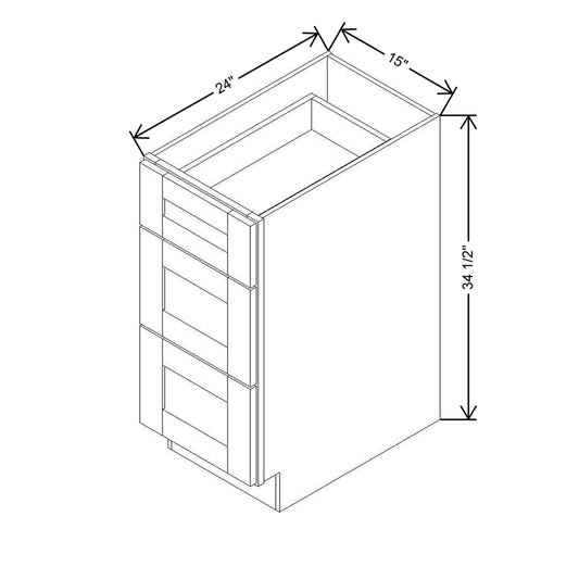 Modernform Cabinet White Shaker 15" W X 34 1/2" H X 24" D  3 Drawer Base Cabinet