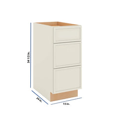 Modernform Cabinet Slim Dove White 15" W X 34 1/2" H X 24" D  3 Drawer Base Cabinet