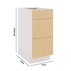 Modernform Cabinet Natural Oak 15" W X 34 1/2" H X 24" D  3 Drawer Base Cabinet