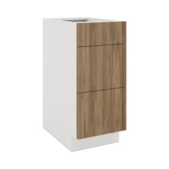 Modernform Cabinet Walnut 15" W X 34 1/2" H X 24" D  3 Drawer Base Cabinet
