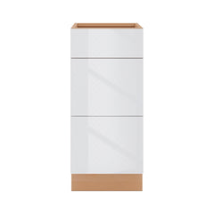 Modernform Cabinet Gloss White 15" W X 34 1/2" H X 24" D  3 Drawer Base Cabinet