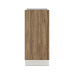 Modernform Cabinet Walnut 15" W X 34 1/2" H X 24" D  3 Drawer Base Cabinet