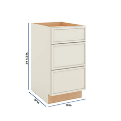Modernform Cabinet Slim Dove White 18" W X 34 1/2" H X 24" D  3 Drawer Base Cabinet