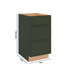 Modernform Cabinet Slim Sage Green 18" W X 34 1/2" H X 24" D  3 Drawer Base Cabinet