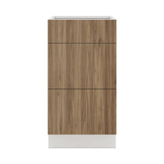 Modernform Cabinet Walnut 18" W X 34 1/2" H X 24" D  3 Drawer Base Cabinet