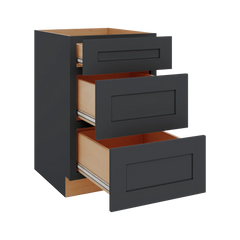 Modernform Cabinet Onyx Black Shaker 21" W X 34 1/2" H X 24" D  3 Drawer Base Cabinet