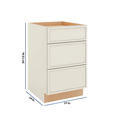 Modernform Cabinet Slim Dove White 21" W X 34 1/2" H X 24" D  3 Drawer Base Cabinet
