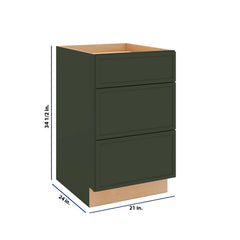 Modernform Cabinet Slim Sage Green 21" W X 34 1/2" H X 24" D  3 Drawer Base Cabinet