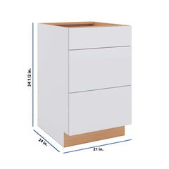 Modernform Cabinet Matte White 21" W X 34 1/2" H X 24" D  3 Drawer Base Cabinet