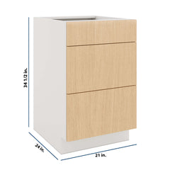 Modernform Cabinet Natural Oak 21" W X 34 1/2" H X 24" D  3 Drawer Base Cabinet