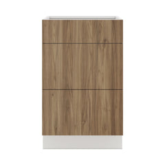 Modernform Cabinet Walnut 21" W X 34 1/2" H X 24" D  3 Drawer Base Cabinet
