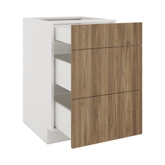 Modernform Cabinet Walnut 21" W X 34 1/2" H X 24" D  3 Drawer Base Cabinet