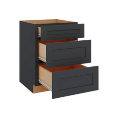 Modernform Cabinet Onyx Black Shaker 24" W X 34 1/2" H X 24" D  3 Drawer Base Cabinet