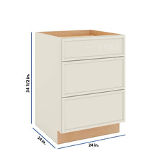 Modernform Cabinet Slim Dove White 24" W X 34 1/2" H X 24" D  3 Drawer Base Cabinet