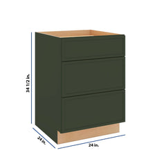 Modernform Cabinet Slim Sage Green 24" W X 34 1/2" H X 24" D  3 Drawer Base Cabinet