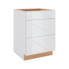 Modernform Cabinet Gloss White 24" W X 34 1/2" H X 24" D  3 Drawer Base Cabinet
