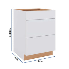 Modernform Cabinet Matte White 24" W X 34 1/2" H X 24" D  3 Drawer Base Cabinet