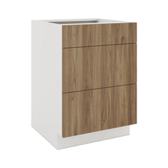 Modernform Cabinet Walnut 24" W X 34 1/2" H X 24" D  3 Drawer Base Cabinet