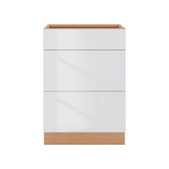 Modernform Cabinet Gloss White 24" W X 34 1/2" H X 24" D  3 Drawer Base Cabinet