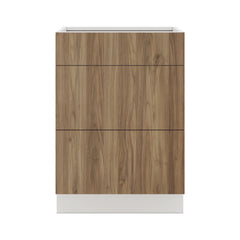 Modernform Cabinet Walnut 24" W X 34 1/2" H X 24" D  3 Drawer Base Cabinet