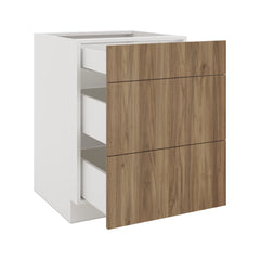 Modernform Cabinet Walnut 24" W X 34 1/2" H X 24" D  3 Drawer Base Cabinet