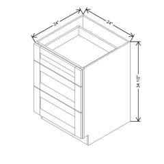Modernform Cabinet White Shaker 24" W X 34 1/2" H X 24" D  3 Drawer Base Cabinet