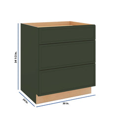 Modernform Cabinet Slim Sage Green 30" W X 34 1/2" H X 24" D  3 Drawer Base Cabinet