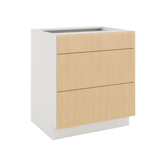 Modernform Cabinet Natural Oak 30" W X 34 1/2" H X 24" D  3 Drawer Base Cabinet