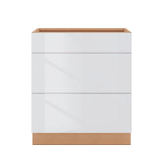 Modernform Cabinet Gloss White 30" W X 34 1/2" H X 24" D  3 Drawer Base Cabinet