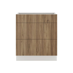 Modernform Cabinet Walnut 30" W X 34 1/2" H X 24" D  3 Drawer Base Cabinet