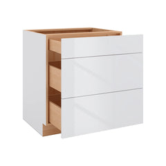 Modernform Cabinet Gloss White 30" W X 34 1/2" H X 24" D  3 Drawer Base Cabinet