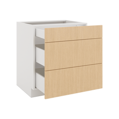 Modernform Cabinet Natural Oak 30" W X 34 1/2" H X 24" D  3 Drawer Base Cabinet