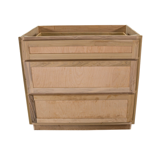 Kitchen Drawer Base Cabinet | Unfinished Poplar | Shaker Style | 30 in | 3 Drawer
