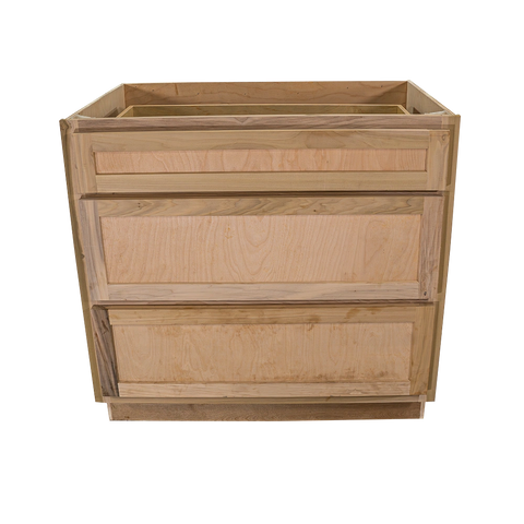 Kitchen Drawer Base Cabinet | Unfinished Poplar | Shaker Style | 30 in | 3 Drawer