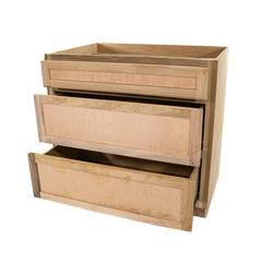 Kitchen Drawer Base Cabinet | Unfinished Poplar | Shaker Style | 30 in | 3 Drawer