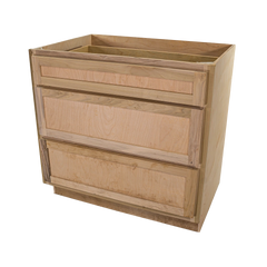 Kitchen Drawer Base Cabinet | Unfinished Poplar | Shaker Style | 30 in | 3 Drawer
