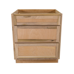 Kitchen Drawer Base Cabinet | Unfinished Poplar | Shaker Style | 30 in | 3 Drawer