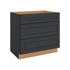 Modernform Cabinet Onyx Black Shaker 36" W X 34 1/2" H X 24" D  3 Drawer Base Cabinet