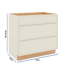 Modernform Cabinet Slim Dove White 36" W X 34 1/2" H X 24" D  3 Drawer Base Cabinet
