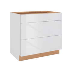 Modernform Cabinet Gloss White 36" W X 34 1/2" H X 24" D  3 Drawer Base Cabinet