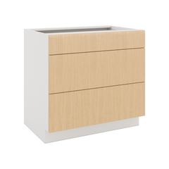 Modernform Cabinet Natural Oak 36" W X 34 1/2" H X 24" D  3 Drawer Base Cabinet