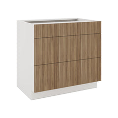 Modernform Cabinet Walnut 36" W X 34 1/2" H X 24" D  3 Drawer Base Cabinet