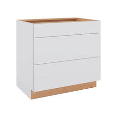 Modernform Cabinet Matte White 36" W X 34 1/2" H X 24" D  3 Drawer Base Cabinet