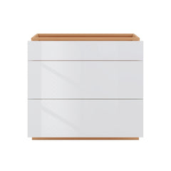 Modernform Cabinet Gloss White 36" W X 34 1/2" H X 24" D  3 Drawer Base Cabinet