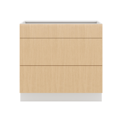 Modernform Cabinet Natural Oak 36" W X 34 1/2" H X 24" D  3 Drawer Base Cabinet