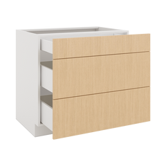 Modernform Cabinet Natural Oak 36" W X 34 1/2" H X 24" D  3 Drawer Base Cabinet