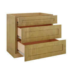 Modernform Cabinet Natural Shaker 36" W X 34 1/2" H X 24" D  3 Drawer Base Cabinet