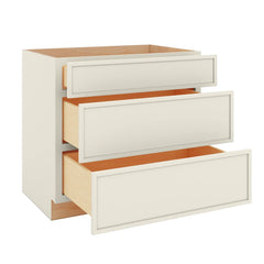 Modernform Cabinet Slim Dove White 36" W X 34 1/2" H X 24" D  3 Drawer Base Cabinet